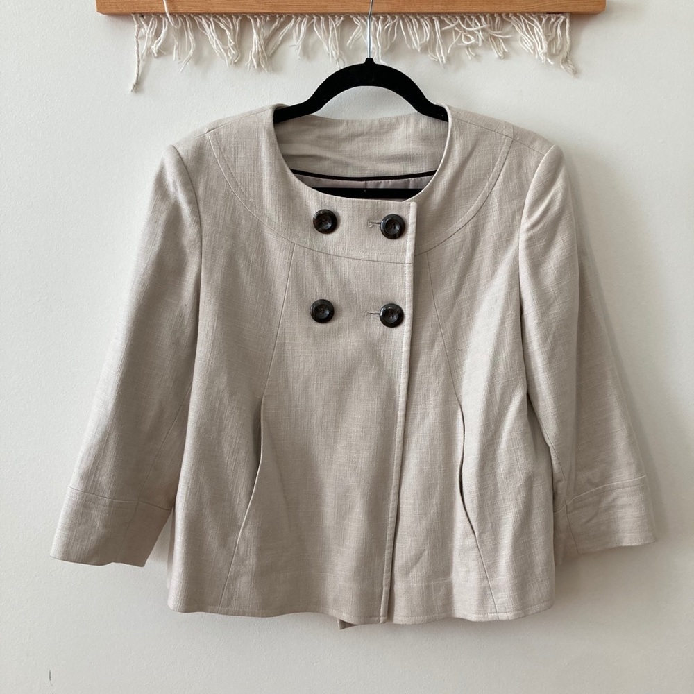 Short linen swing coat